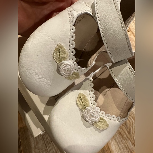Victoria Kids Infant Crib shoes Genuine Leather Off White/Cream Various szs - Picture 4 of 8